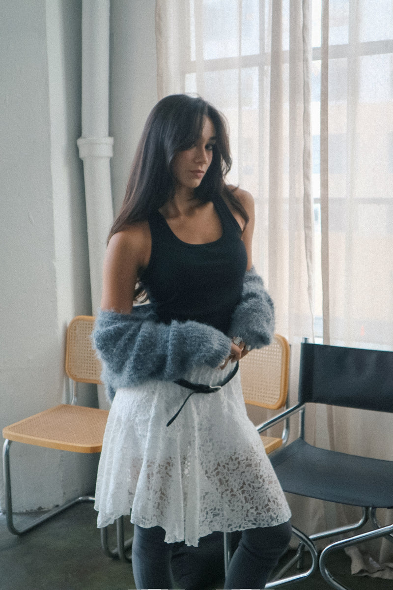 Emilia Romantic Lace Flare Mini Skirt