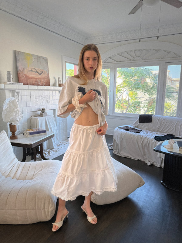 White Whisper Cotton Tiered Skirt