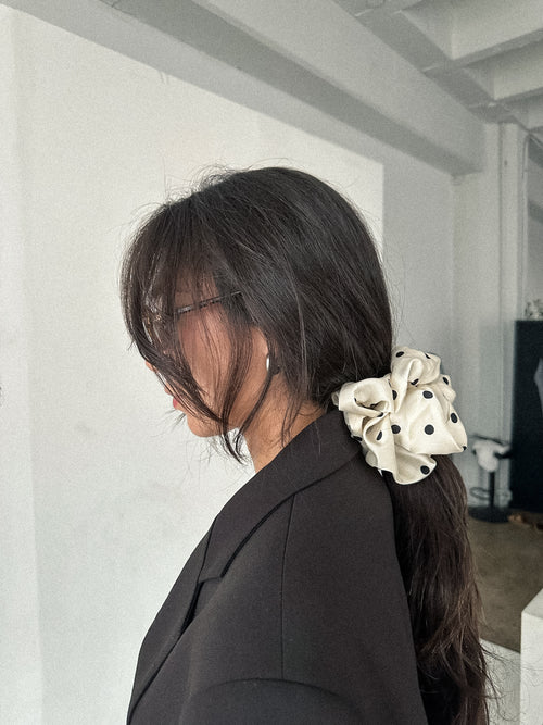 Ines Oversized Polka Dot Satin Scrunchie