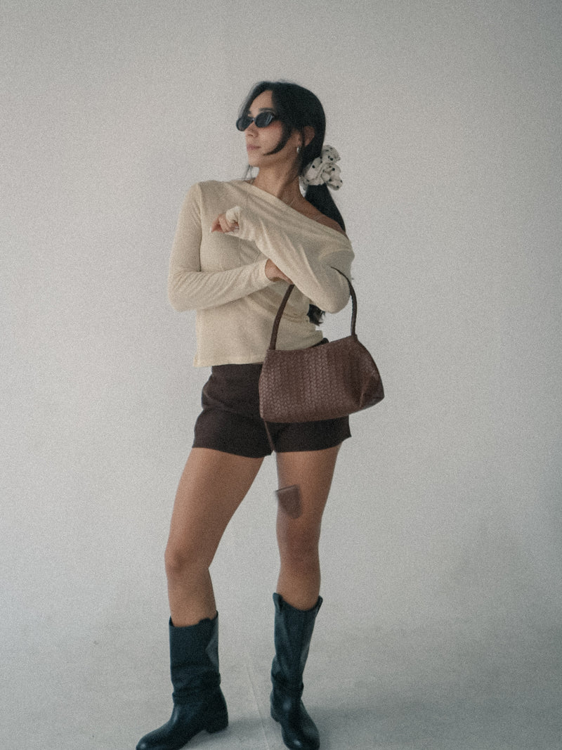 Sienna Woven Shoulder Baguette Bag