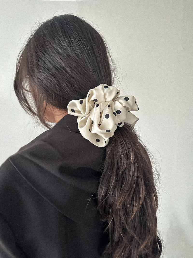 Ines Oversized Polka Dot Satin Scrunchie