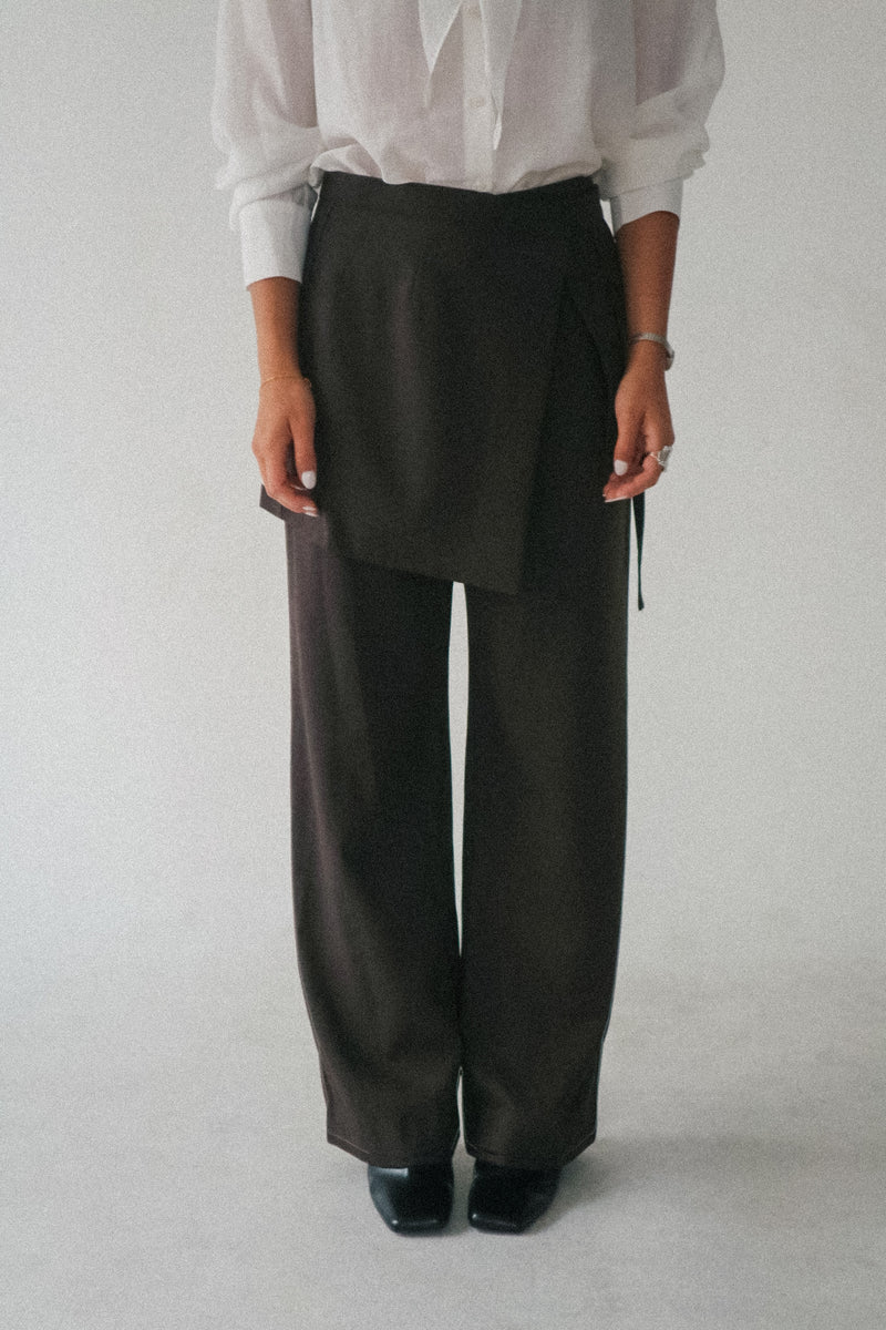 Nova Straight Leg Pants with Layered Skirt Detail