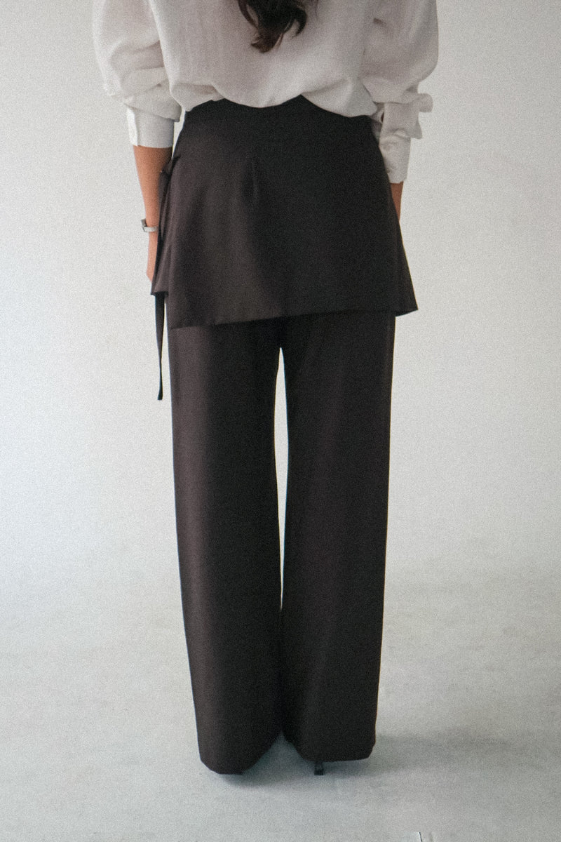 Nova Straight Leg Pants with Layered Skirt Detail