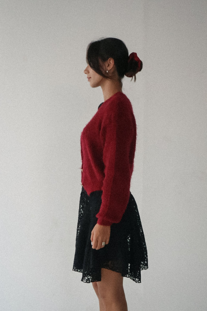 Amélie Brushed Knit V-Neck Sweater Cardigan