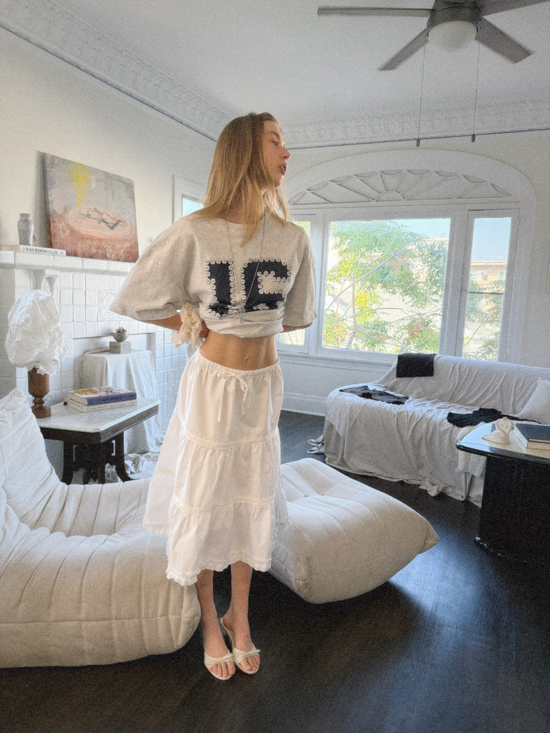 White Whisper Cotton Tiered Skirt