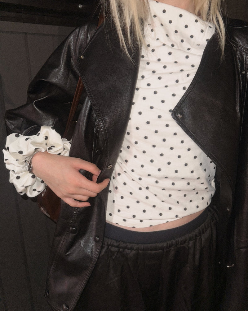 Margaux Polka Dot Asymmetrical Shoulder Top