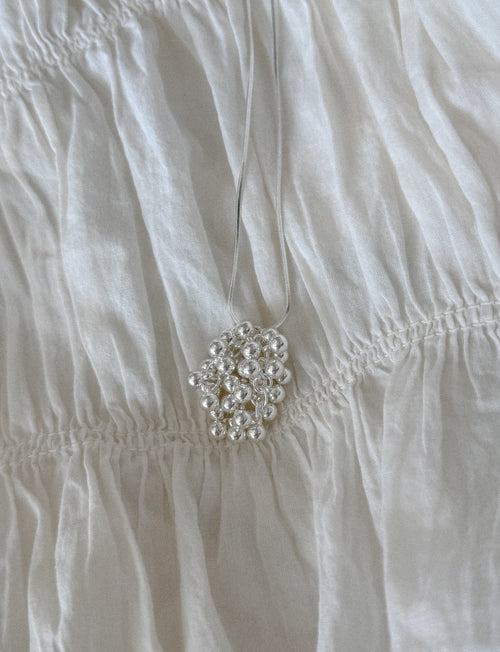 Silver Grape Cluster Pendant Necklace