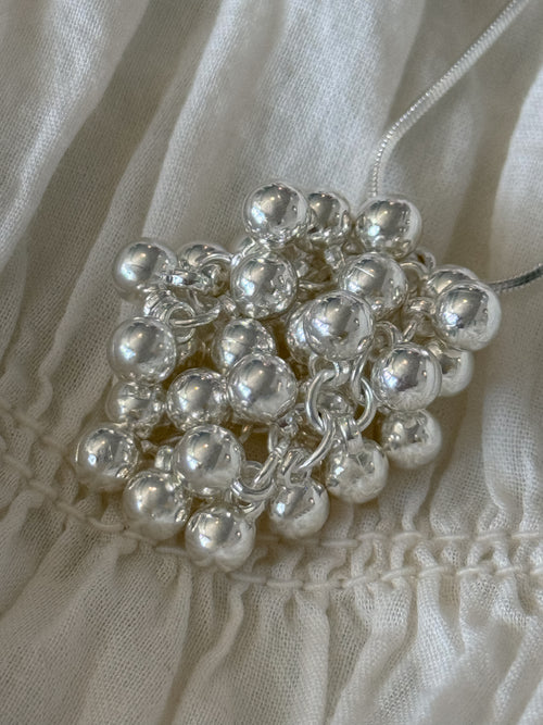 Silver Grape Cluster Pendant Necklace